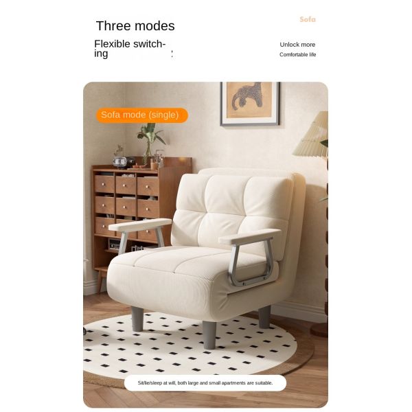 Vintage Multi-functional Foldable and Extendable Sofa Bed Three Modes Leisure Sofa Chair Single Cloud Sofa Bed for Living Room