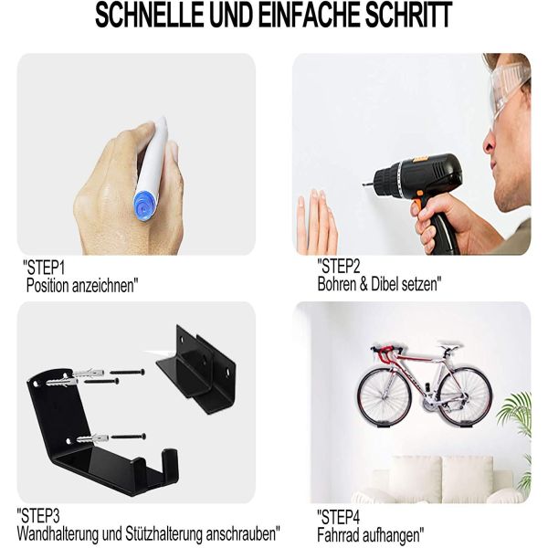Standard Bicycle Wall Mount Bike Rack Bracket with Pedal Support Function