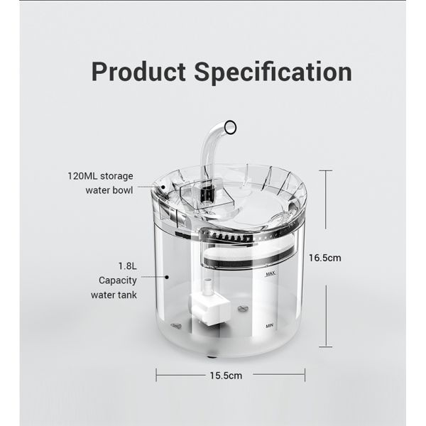 Intelligent Pet Water Dispenser Large Capacity 2L Automatic Smart Cat Water Fountain Feature-Rich Pet Products