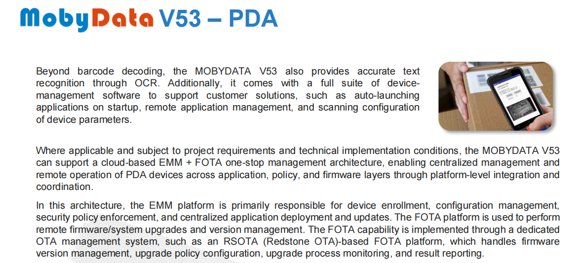 Mobydata V53 Android 14 Full Touch Screen PDA