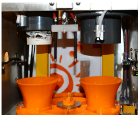 Close-up of juice dispensing mechanism