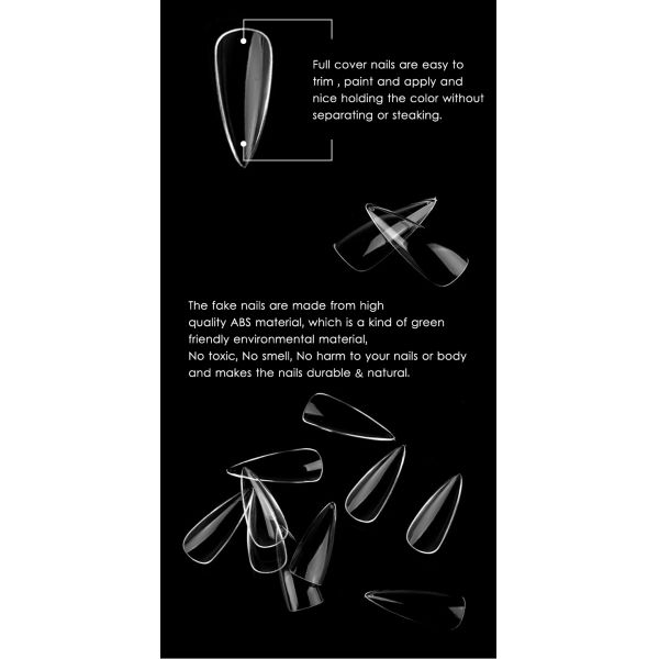 MSDS Certification Included Plastic Artificial Nails Customized Full Cover Nail Tips 100 Pcs French Short C Curve Xl