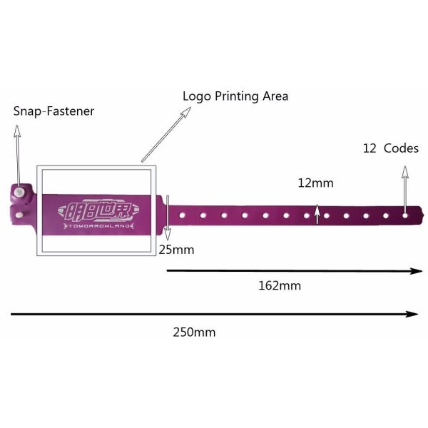 Clear Identification PVC Button Bracelets One Time and Customized Design for Hotels