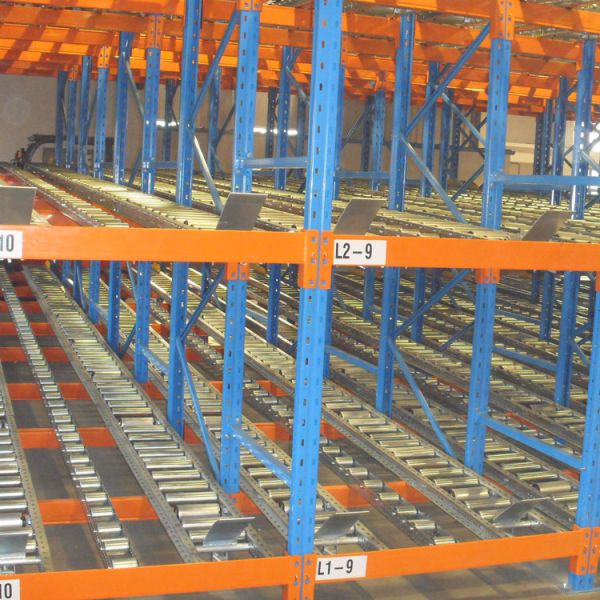Roller Conveyor Stacking Pallet Storage Racks / Steel Material Pallet Racking System
