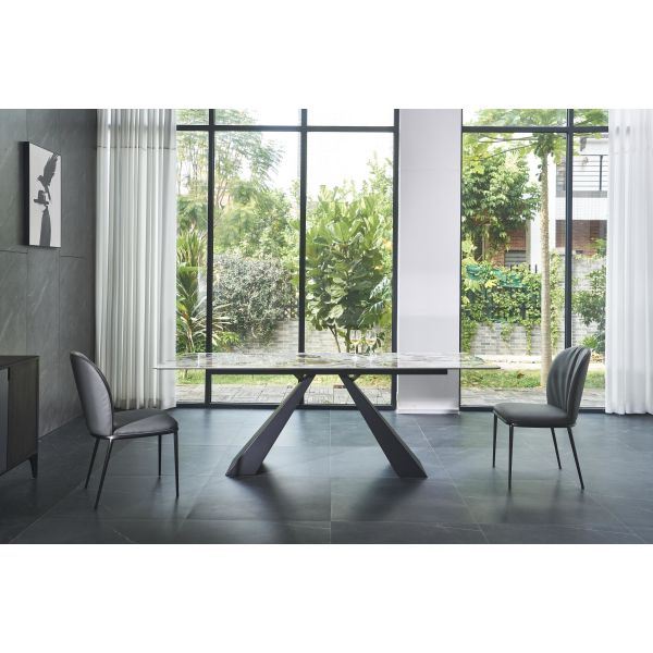 Genuine Ceramic Marble Top Dining Table With Steel Base