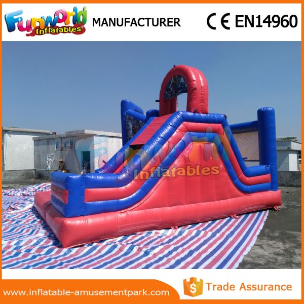 Customized Size Spiderman Inflatable Combo Jumping Castle With Slide / Pool