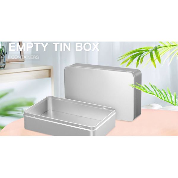 8.5 By 5.3 By 1.9 Inch Silver Rectangular Empty Tin Box Containers, Gift, Jewelery And Storage Tin Kit, Home Organizer