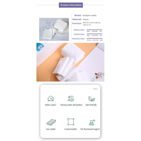 Makeup Pads Cotton Spunlace Non Woven Cloth Dot Design