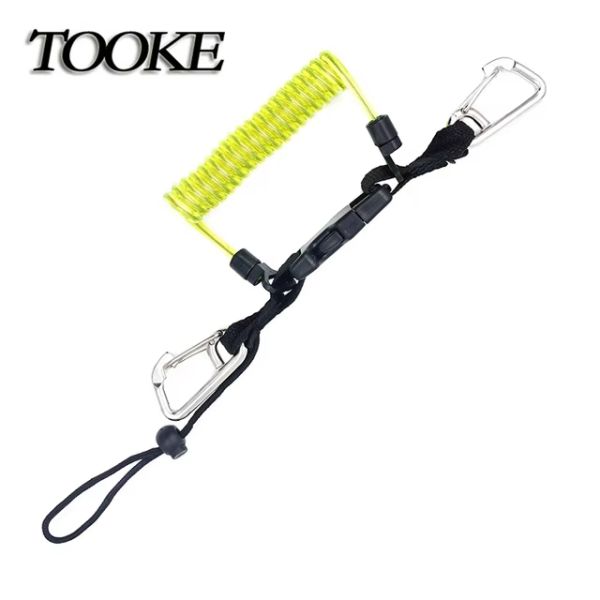 Safety Flexible Quick Release Scuba Diving Coil Lanyard For Underwater Gear Accessories