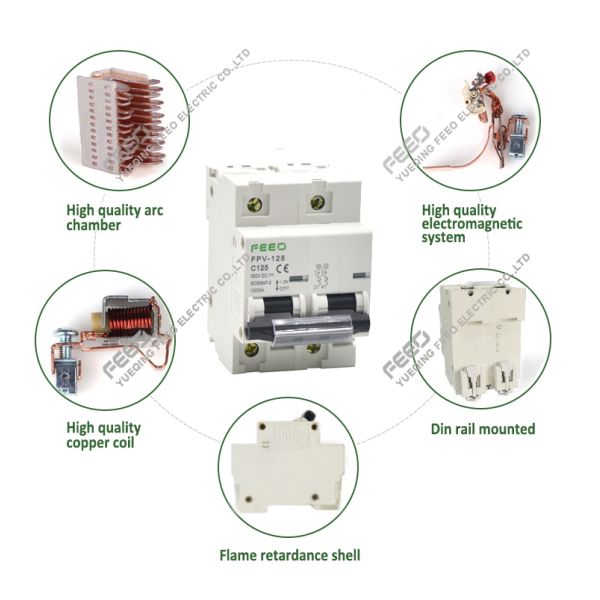 550VDC 125A 2P Residual Current Circuit Breaker