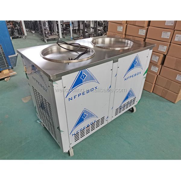 Bench Top Double Pan Square Round Pan Quick Freezing Fry Ice Cream Roll Machine