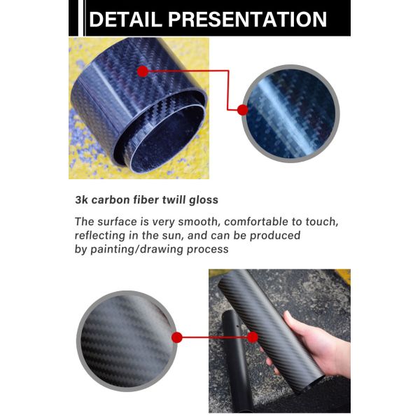 Customized 100% 3K Carbon Fiber Square Pipe Glossy Surface Rectangular Tube