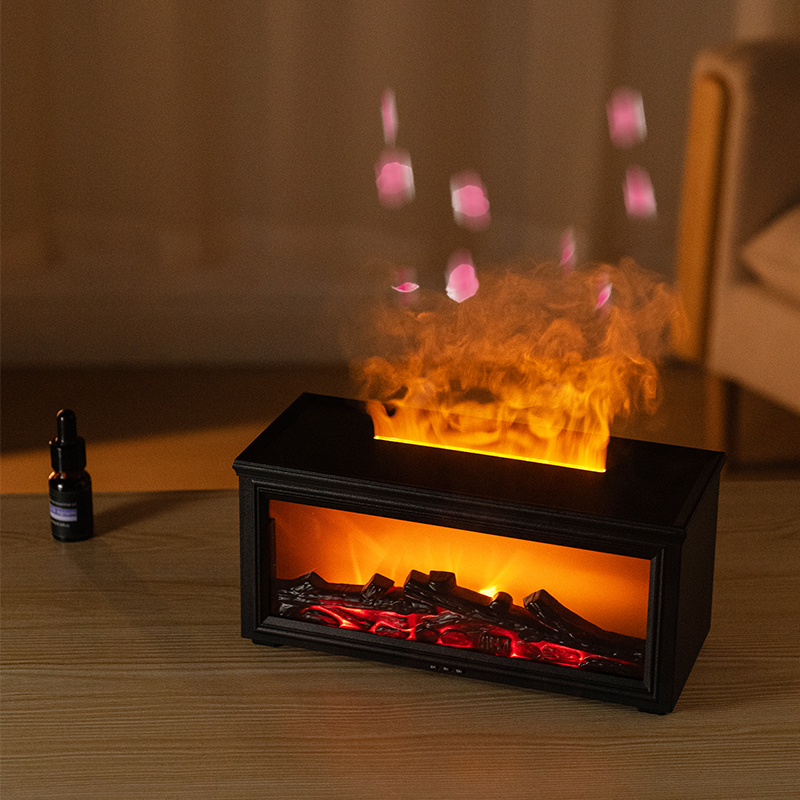 Home Creative Portable 280ml Bonfire Aroma diffuser USB Colorful Light Remote Control Simulated Fireplace Nebulizing Diffuser