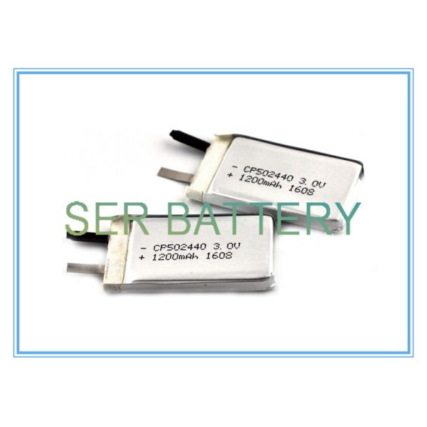 CP502440 Flat Lithium Polymer Battery , 3.0V Lithium Ion Flat Cell Shape Customized