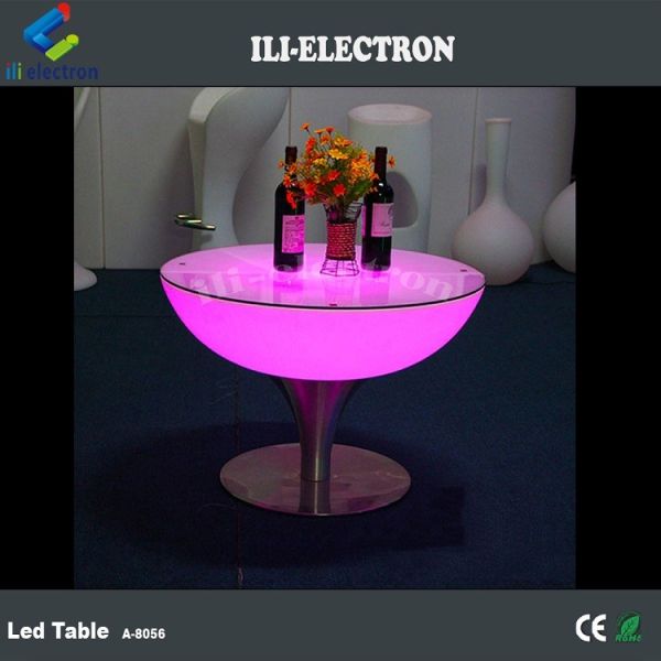 Stylish rechargeable round PE plastic LED bar table/ LED coffee table/ night culb table