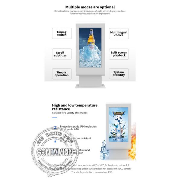 55in 65in Floor Standing LCD Digital Signage 1920x1080