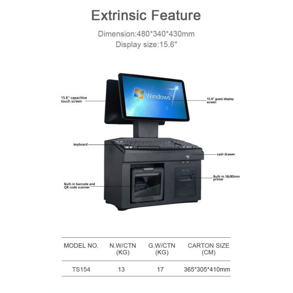 Wireless Windows Pos Machine All In One Barcode Scanner Billing Machine