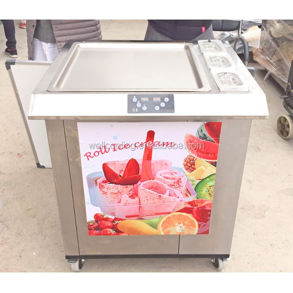 Commercial Type Square Pan Roll Yogurt Machine / Fried Ice Cream Roll Machine