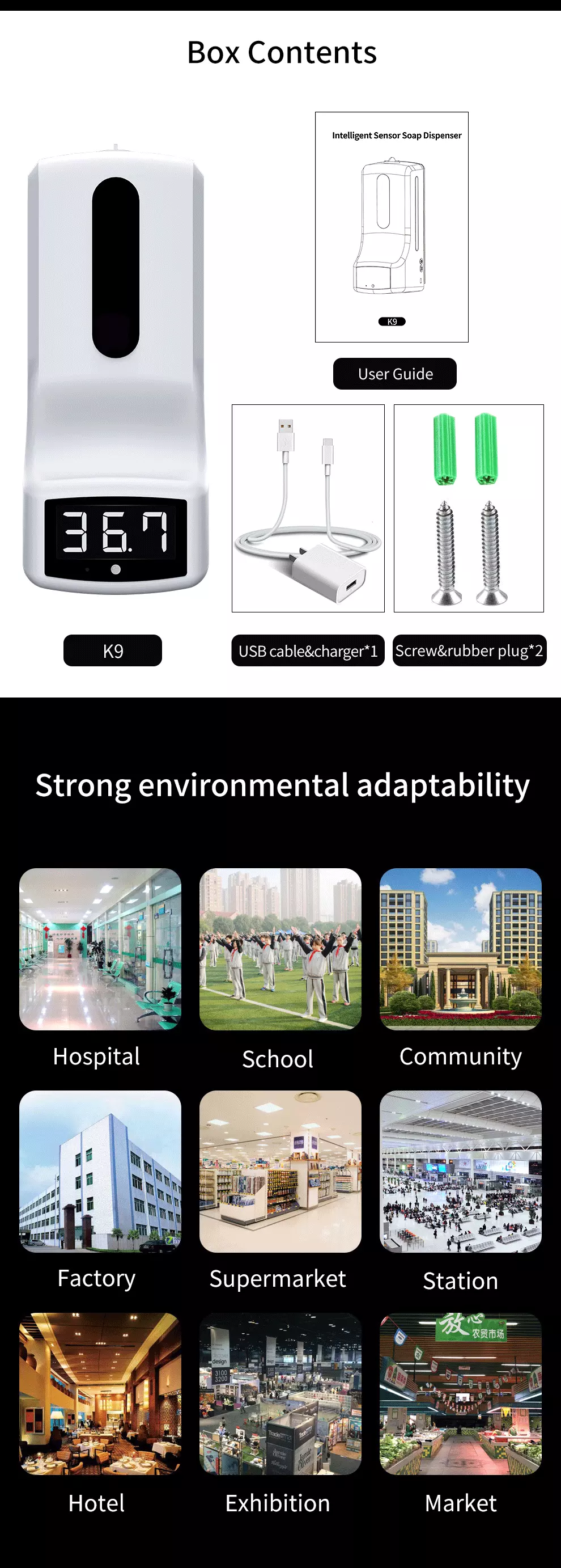 1L Liquid Hand Sanitizer Dispenser With Temperature Sensor