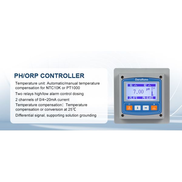 Supporting Solution Grounding 0~14pH RS485 IP66 pH ORP Meter Controller For Sewage