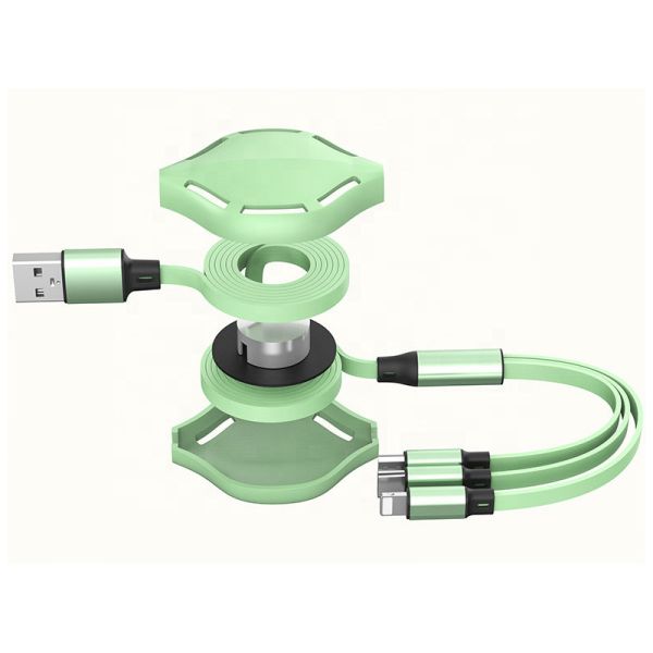 Retractable 3A Length 30cm Fast Charging USB Cables With Type C Micro