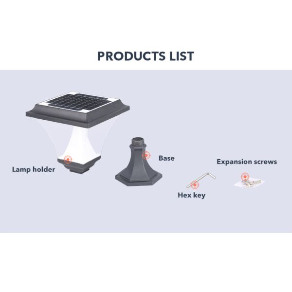 Intelligent Solar Pillar Light IP65 Water Resistant Multipurpose