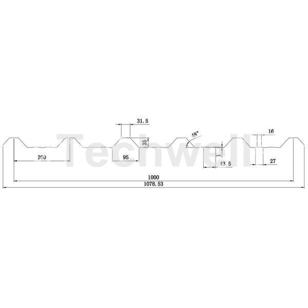 Trapezoidal Roof Panel Sheet Roll Forming Machine CE ISO TW35-200-1000