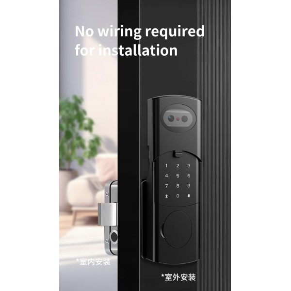 High Waterproof Camera Intercom FACE ID Smart Frame Lock Fingerprint Password Electric Tuya Version Door Lock Exterior Lock