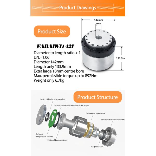 Customized Harmonic Drive Motor Exquisite Design Power 1000W