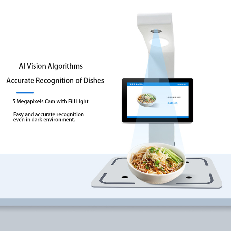 15.6 Inch Smart Dish Recognition Kiosk Intel 8MP Surveillance Camera Capacitive Touch Android Windows OS SDK Enabled Restaurant
