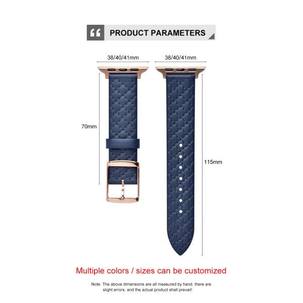 Diamond-patterned genuine leather strap