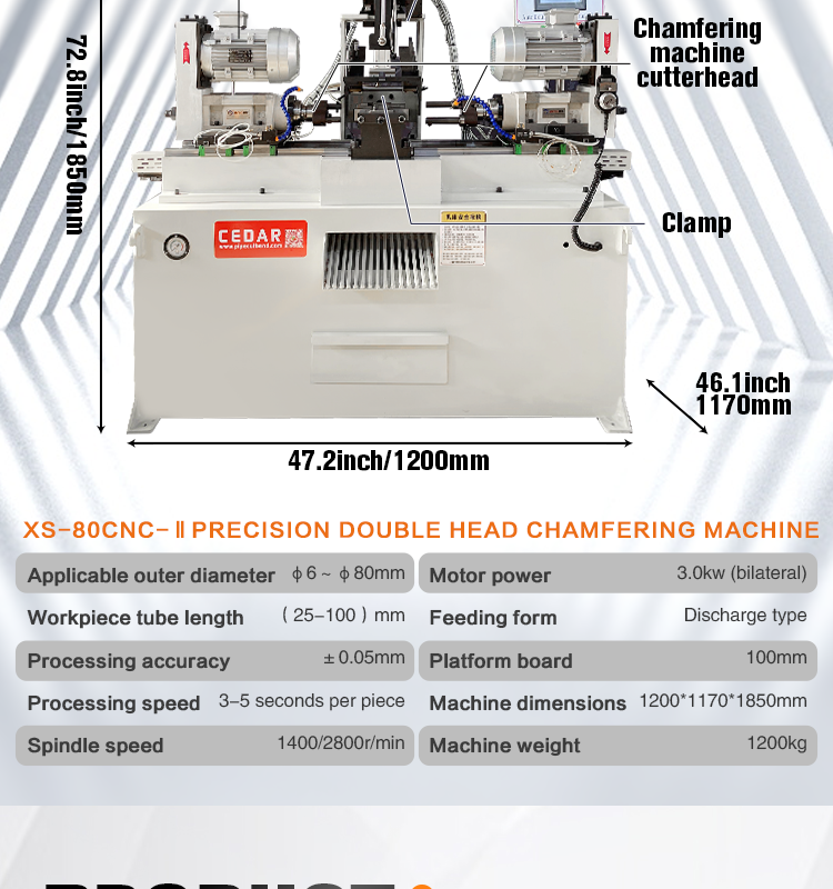 80 Series Double-head Chamfering Machine Automatic Feeding High-precision Pipe and bar Chamfering Machine