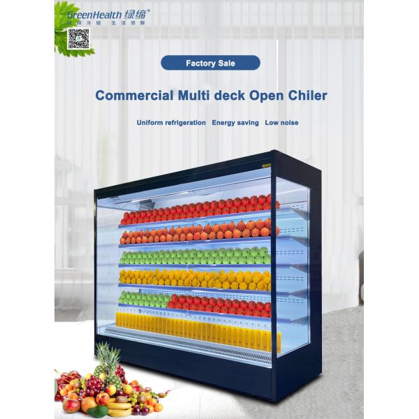 Remote System Right Angle Commercial Open Front Multi Deck Display Chiller