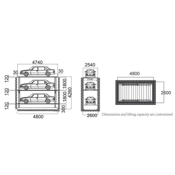 Underground Scissor Parking 2000kg Load High Speed Elevator Hydraulic Driven