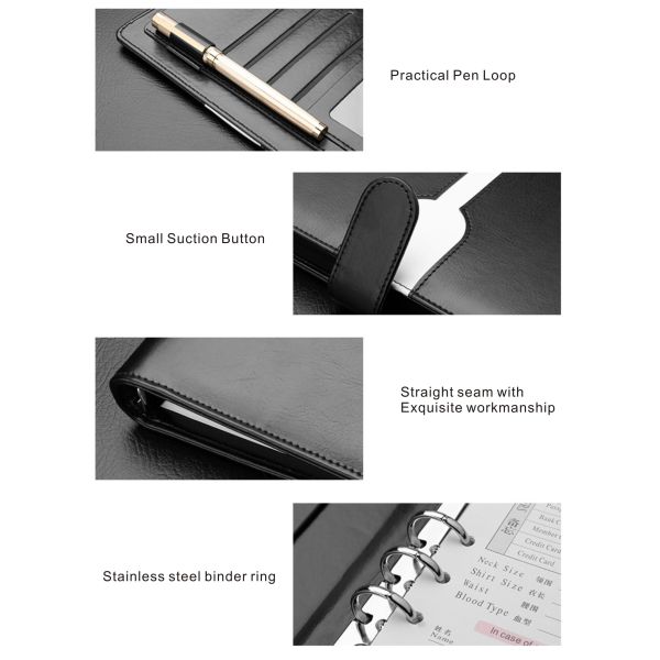 Elegant Luxurious Leather Notebook Binder , Loose Leaf Spiral Notebook Size 175 * 250mm