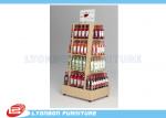 Mobile Wine Wooden Display Stands MDF Melamine Display Stand With Casters