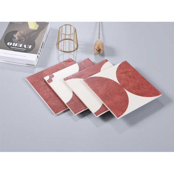 Red Beige 20x20cm Ceramic Rustic Tile for Indoor Floor Wall