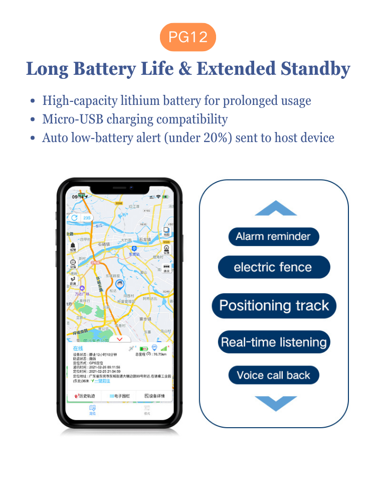 PG12 Super Mini Round 2G GPS Tracking Device with Timestamp for Logistics Fleet Management Cargo Vehicle Pet Car Anti-lost and Safety