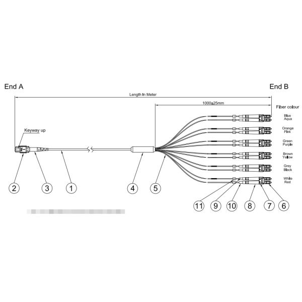 12 Core MPO MTP TO 12 LC Duplex patch cord