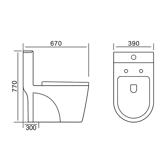 White Single Piece Commode Dual Flush S Trap WC 390x670x770mm For Bathroom