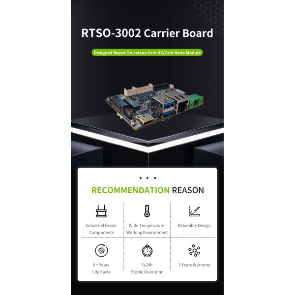 Realtimes AI Artificial Intelligence Module Orin Nano/Orin NX Module Development Board RTSO-3002 Industrial Carrier Board