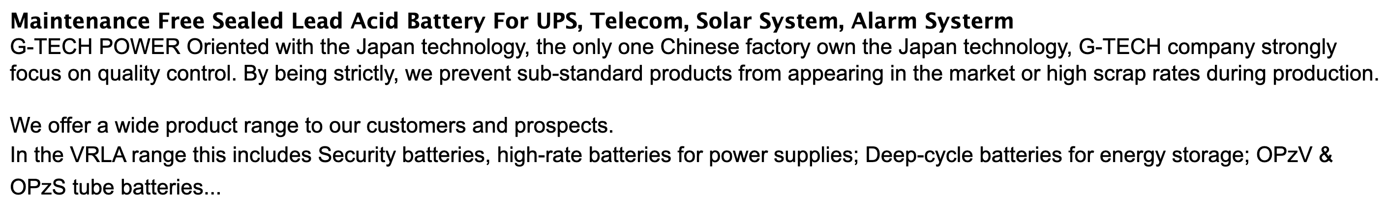 Rechargeable Sealed Lead Acid Battery For Alarm System