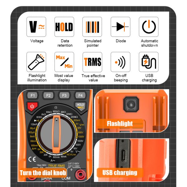 VICTOR 9801Pro Digital Multimeter with TFT screen 6000 counts display