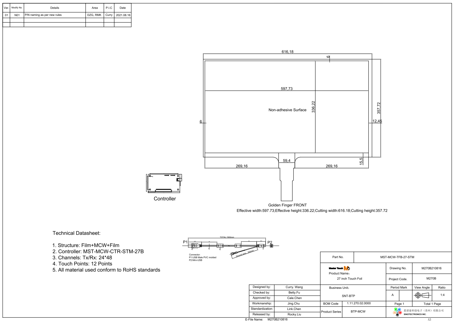Master Touch 27 Inch Unlimited touches Superior Response Time Touch Foil Screen