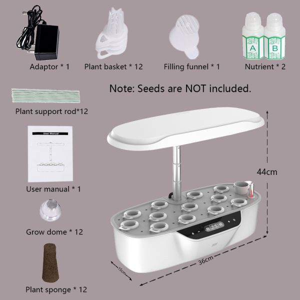 Full Spectrum Hydroponic Grow Light 24W Visible Water Window No Mess