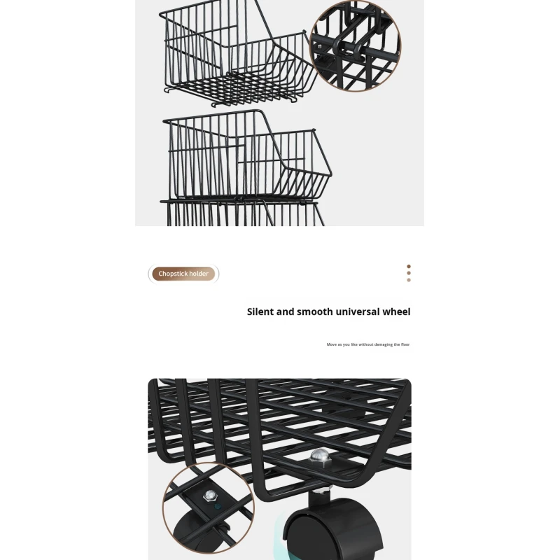 High Quality Stackable Metal Shelf Rotating Storage Basket Kitchen Storage Rack Storage Rack Cart for Food