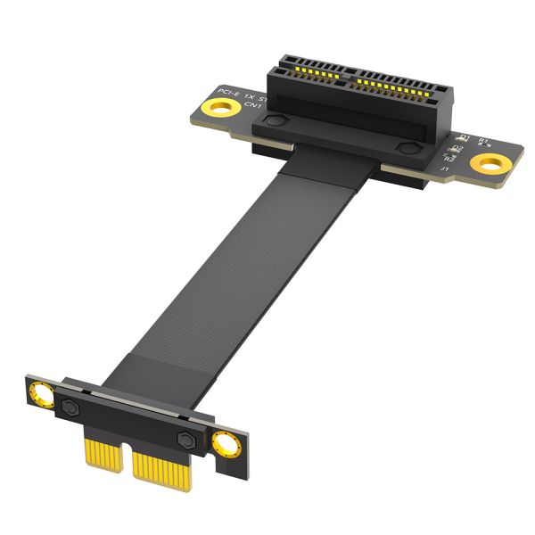 High Speed PCI-E 1X Riser Cable with Dual Vertical 90 Degrees Direction and 10cm Length for Flexible GPU Installation