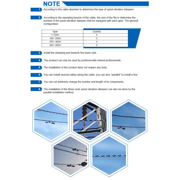 Plastic ISO9001 1300mm Helical Spiral Vibration Damper