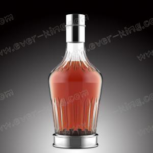 Quality Heat Resistant Clear 750ML Rum Glass Bottle With Metal Cap for sale
