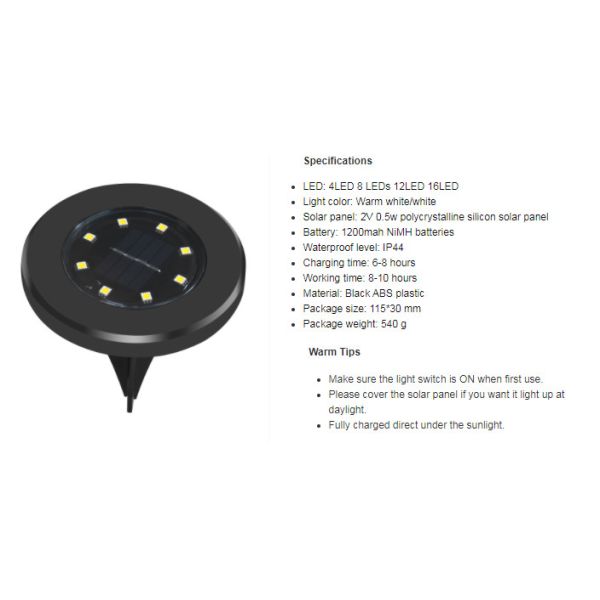 Black 0.5W 2V LED Underground Lights For Garden